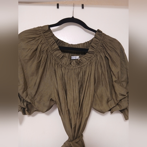 Mersea Hunter Green Fall Tulum Ruffle Dress New With Tags Size Medium - Picture 10 of 11